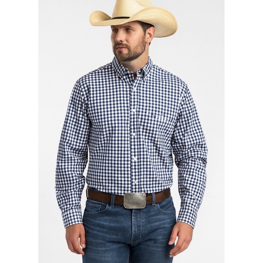 NEW! Cody James Core Western Button Front Shirt Plaid Long Sleeve Blue SZ L